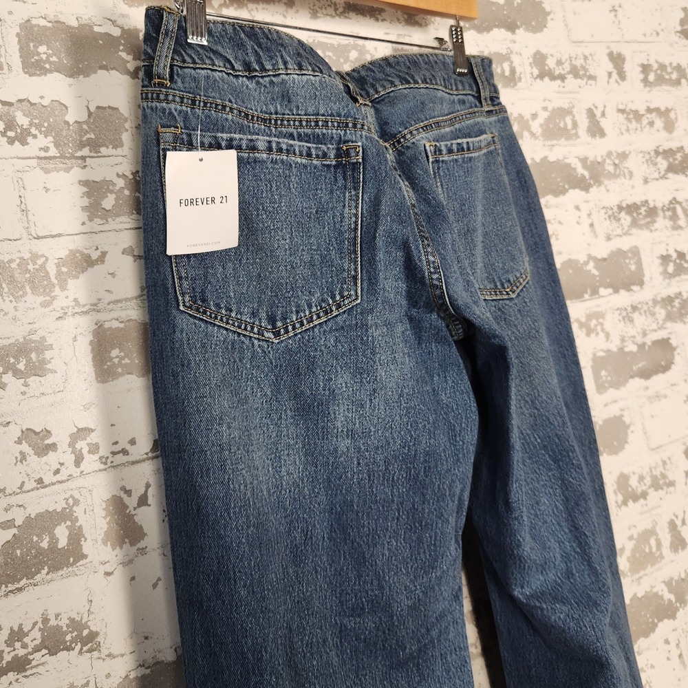 Forever 21 Jeans Women Size 27 Baggy Flare Wide Leg Ripped Distressed Y2K Denim - Picture 13 of 16